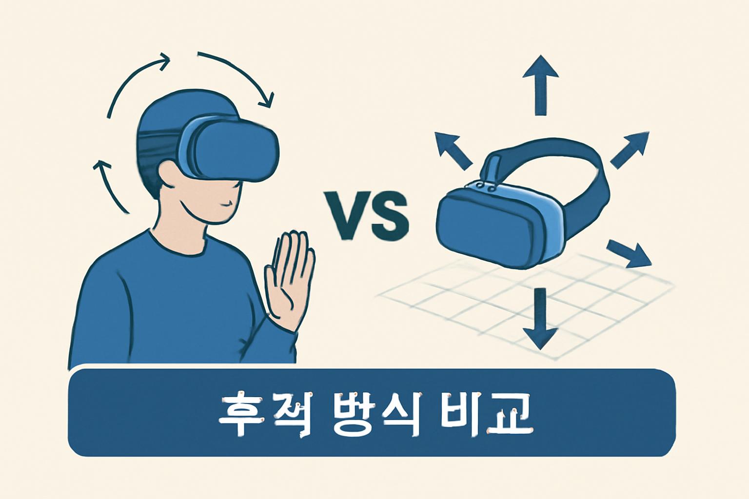 내부 추적과 외부 추적의 차이를 비교하는 가상현실·증강현실 기술 설명 이미지